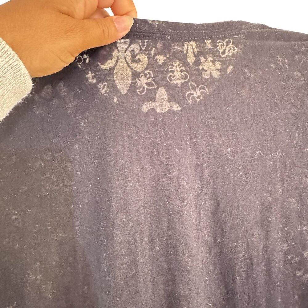 Miss Posh Womens Studded Black/Silver New Orleans Skull  T-Shirt Top Size M - Picture 4 of 7